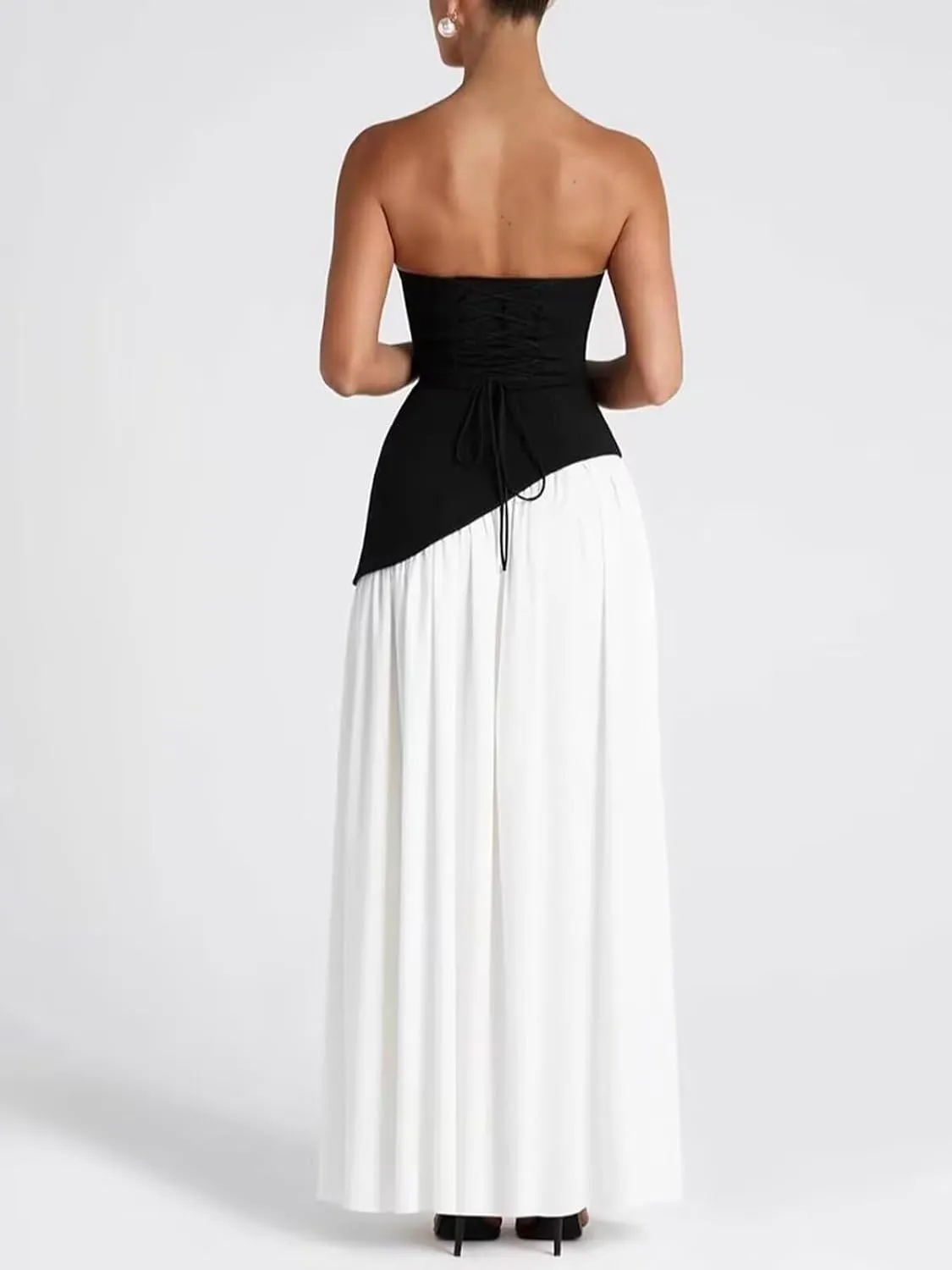 Strapless Chiffon Bridesmaid Dresses with Slit for Wedding 2025 A Line Pleated Formal Evening Gowns with Scarf