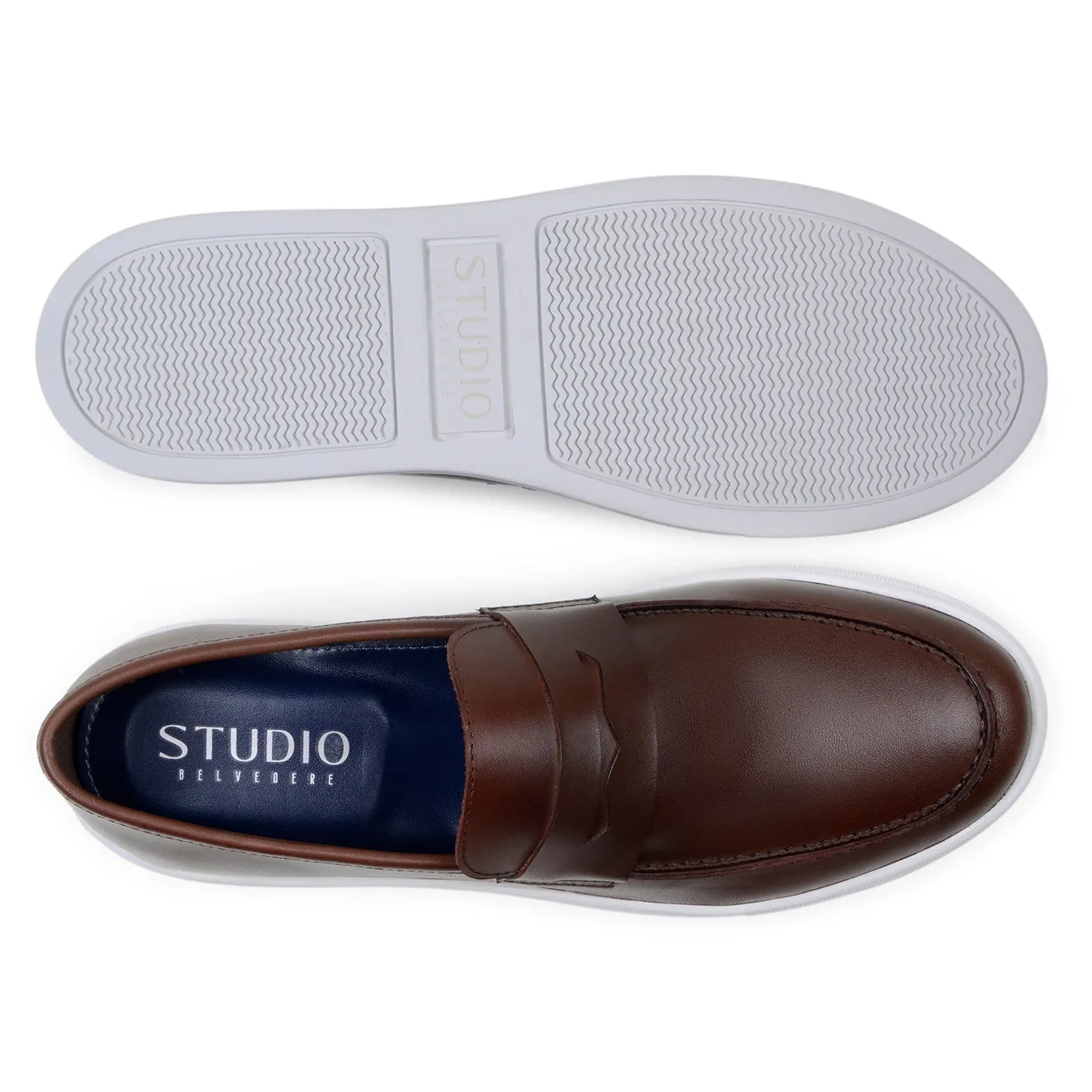 Studio Belvedere Elliot Men's Shoes Nappa Leather Slip-On Penny Sneaker (SBV1004)
