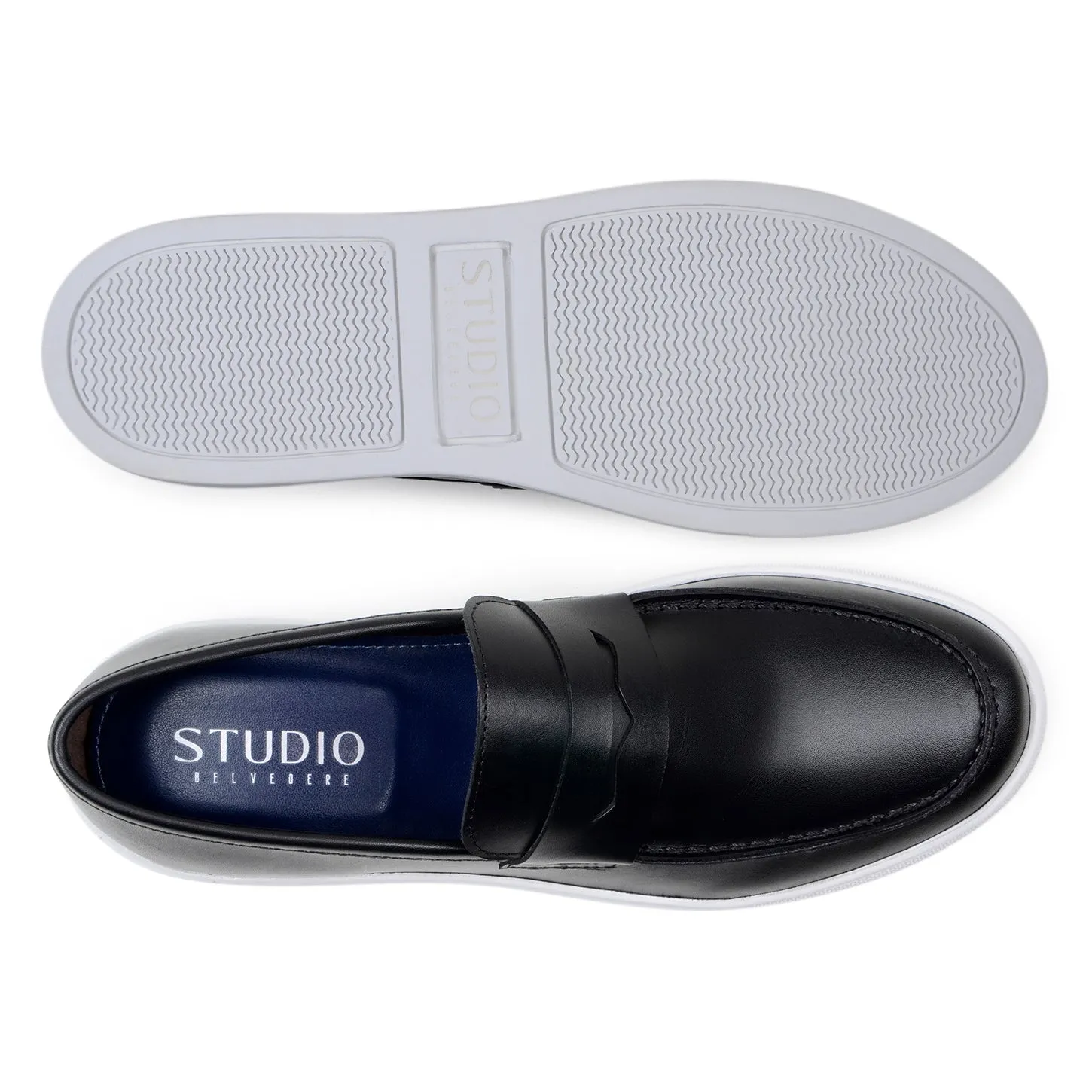 Studio Belvedere Elliot Men's Shoes Nappa Leather Slip-On Penny Sneaker (SBV1004)