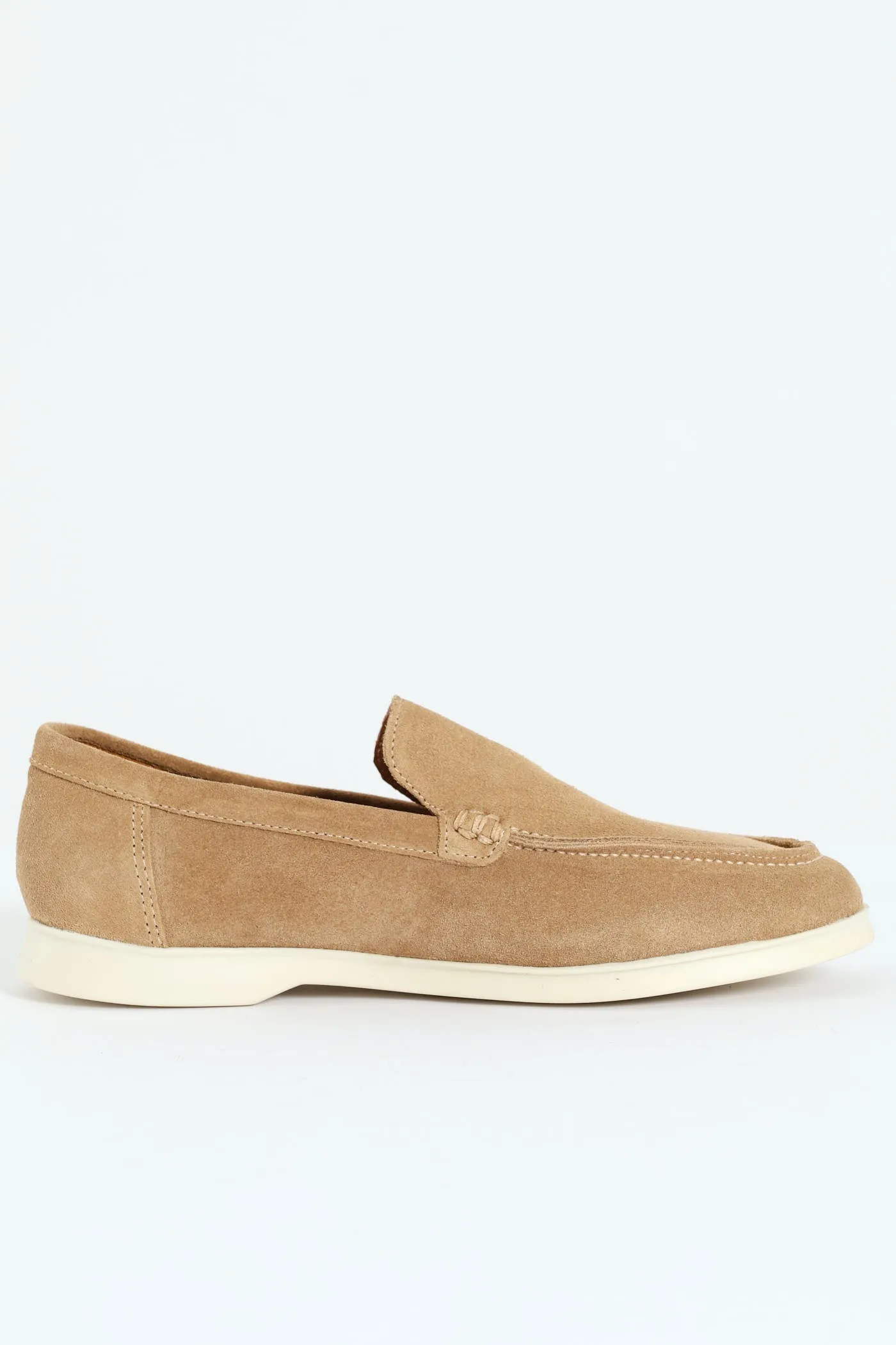 Suede Slip On Loafer - Stone