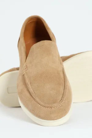 Suede Slip On Loafer - Stone