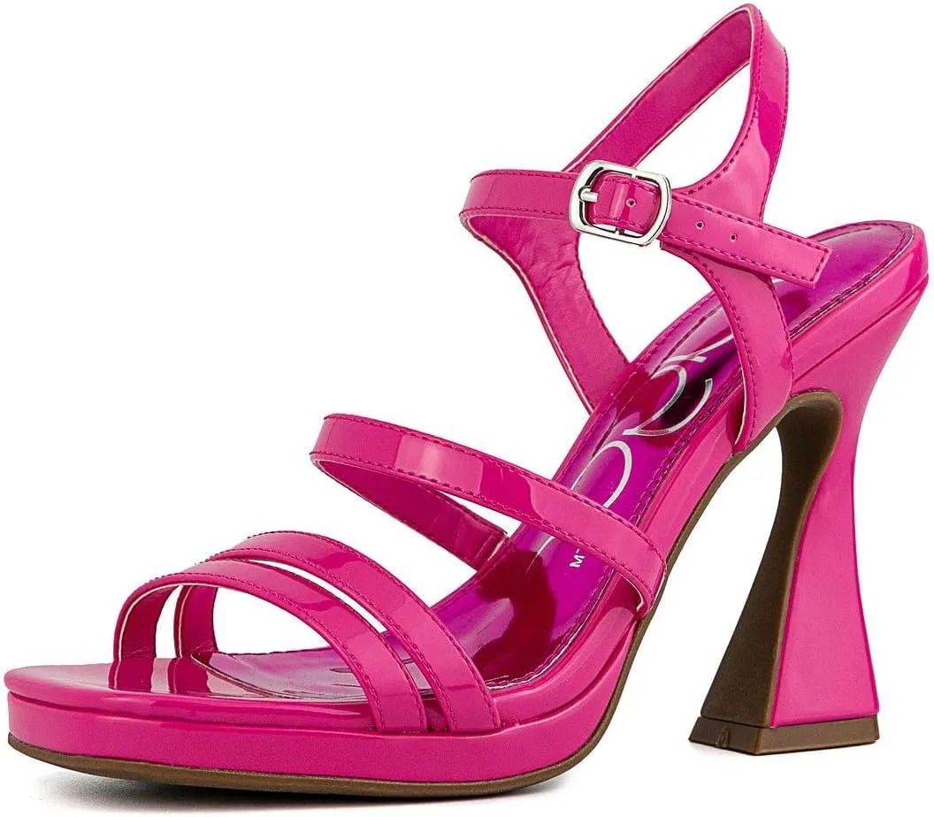 Sugar Women's High Heel Dress Sandal Open Toe Shoe Ladies Ankle Strap Pump - Magenta