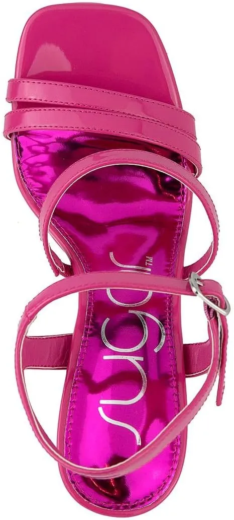 Sugar Women's High Heel Dress Sandal Open Toe Shoe Ladies Ankle Strap Pump - Magenta
