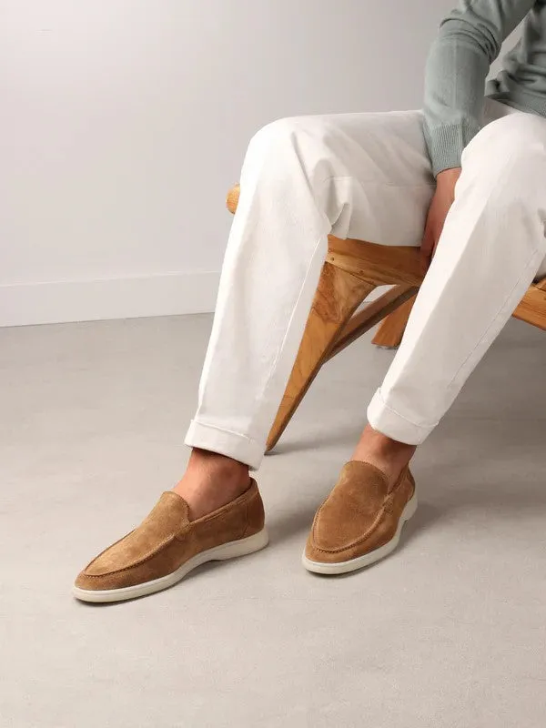 Summer Luxe: Premium Tan Suede Loafers
