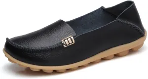 Sunporx Women's Driving Loafers Leather Comfortable Moccasins Breathable Slip On Nurse Loafer Round Toe Wild Walking Fashion Soft Shoes