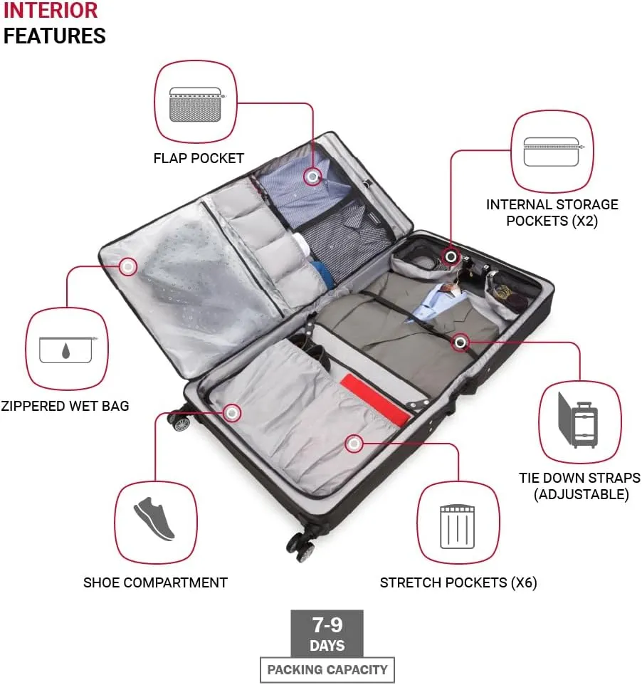SwissGear 7895 Premium Rolling Garment Bag, Heather Grey, 24" Spinner Edition