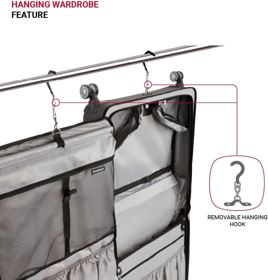 SwissGear 7895 Premium Rolling Garment Bag, Heather Grey, 24" Spinner Edition