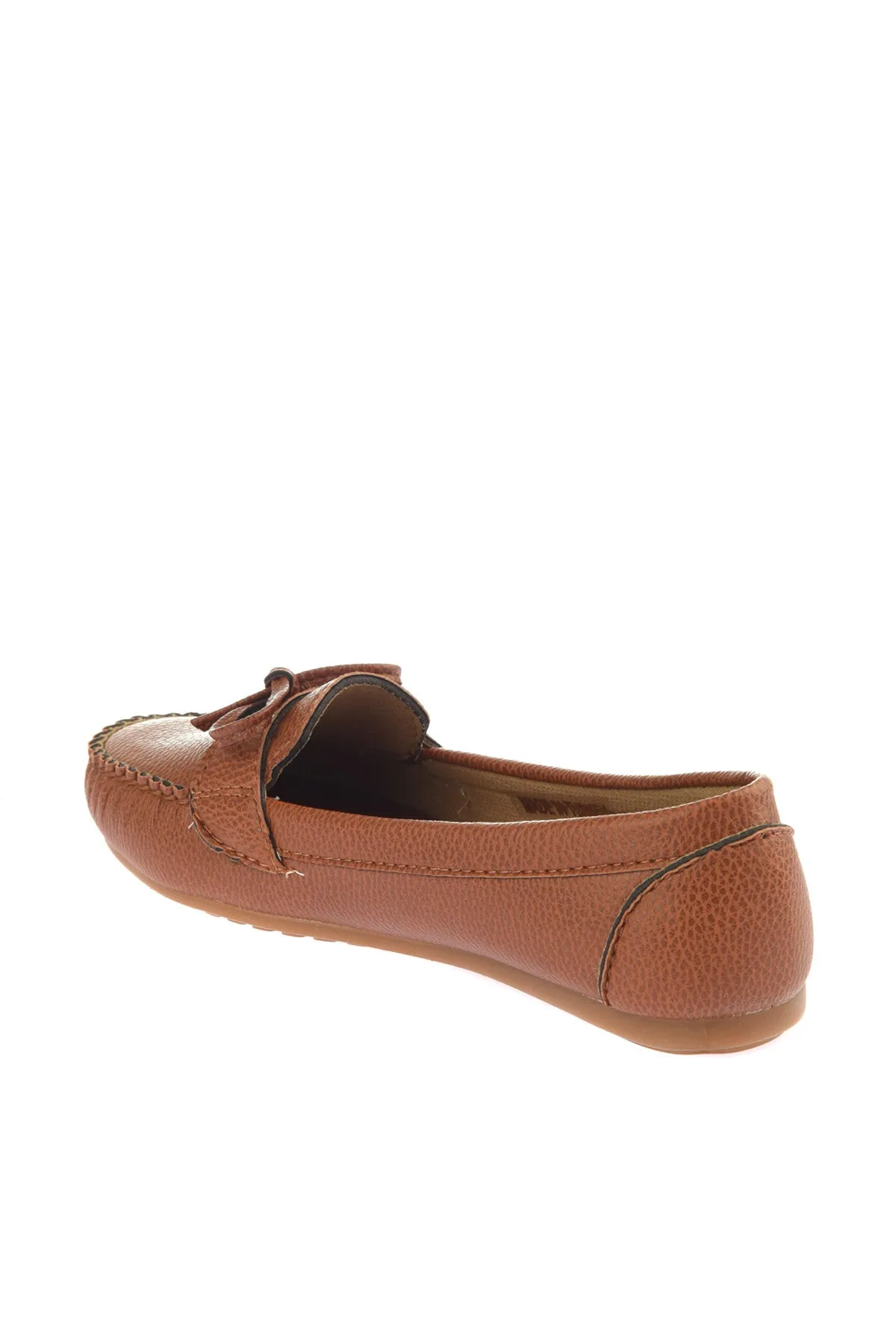 Tan Bow Women Loafer Shoes