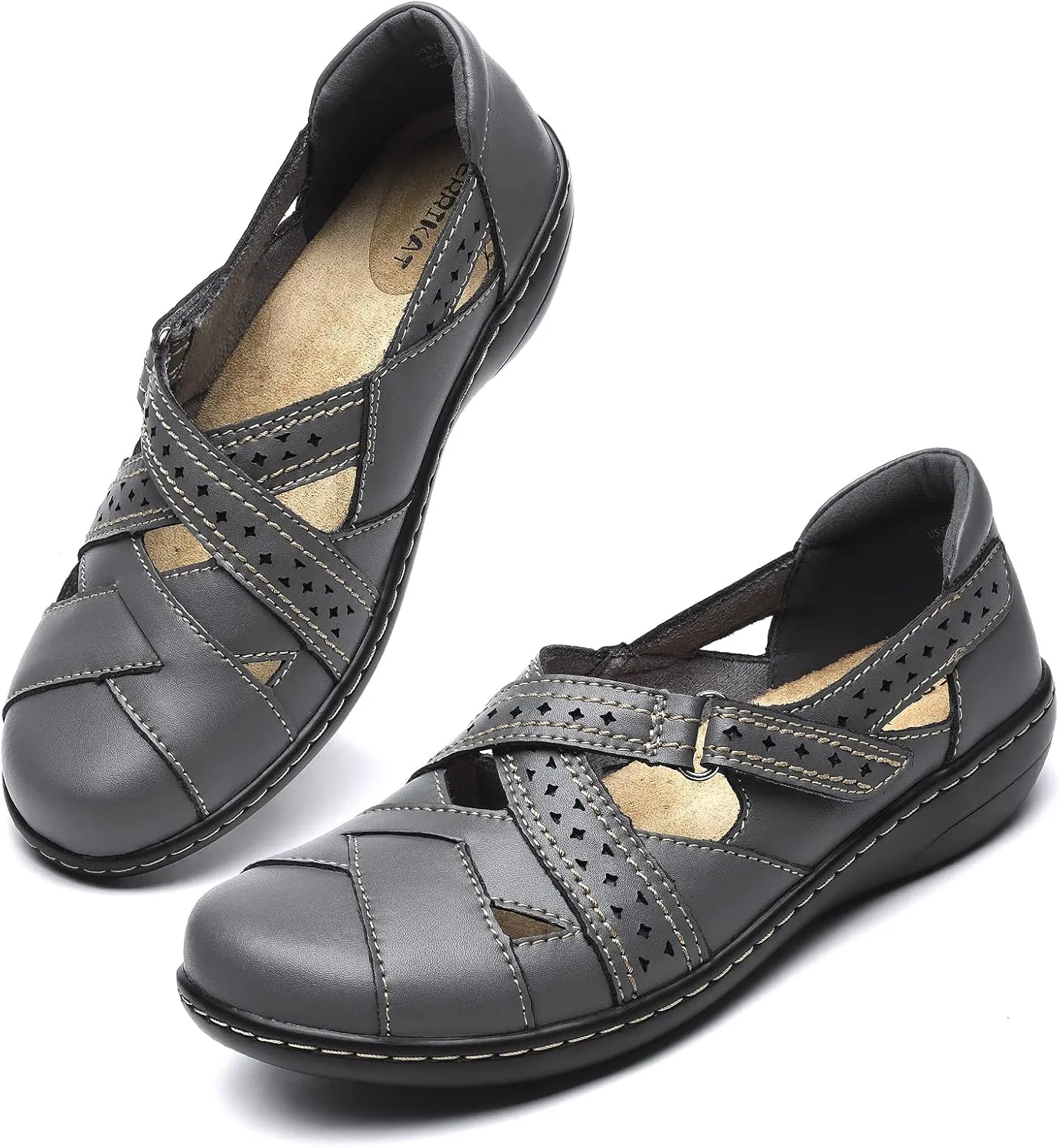 TERRIKAT Women's Casual Loafers Cute Slip On Comfort Walking Flats Leather Driving Moccasins Fashion Closed Toe Boat Shoes