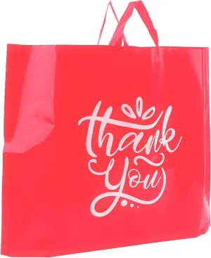Thank You Bags with Handles | Plastic Shopping Bags for Small Business | Large Plastic Bags with Handles | Retail Bags | Boutique Bags | Plastic Gift Bags | 19x15 60 Pack Pink 3 Mil …