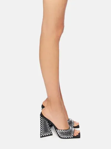 The Attico 'Devon' Mule Black And Crystal