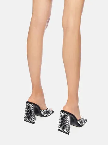 The Attico 'Devon' Mule Black And Crystal