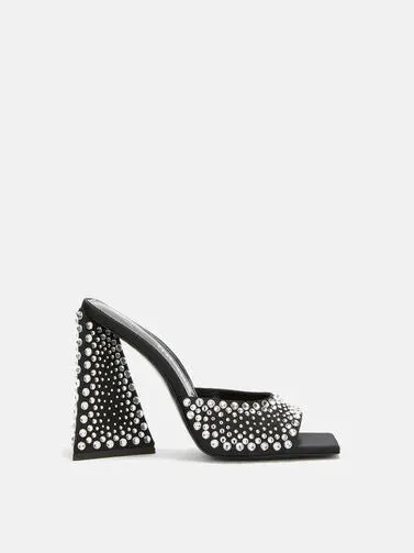The Attico 'Devon' Mule Black And Crystal