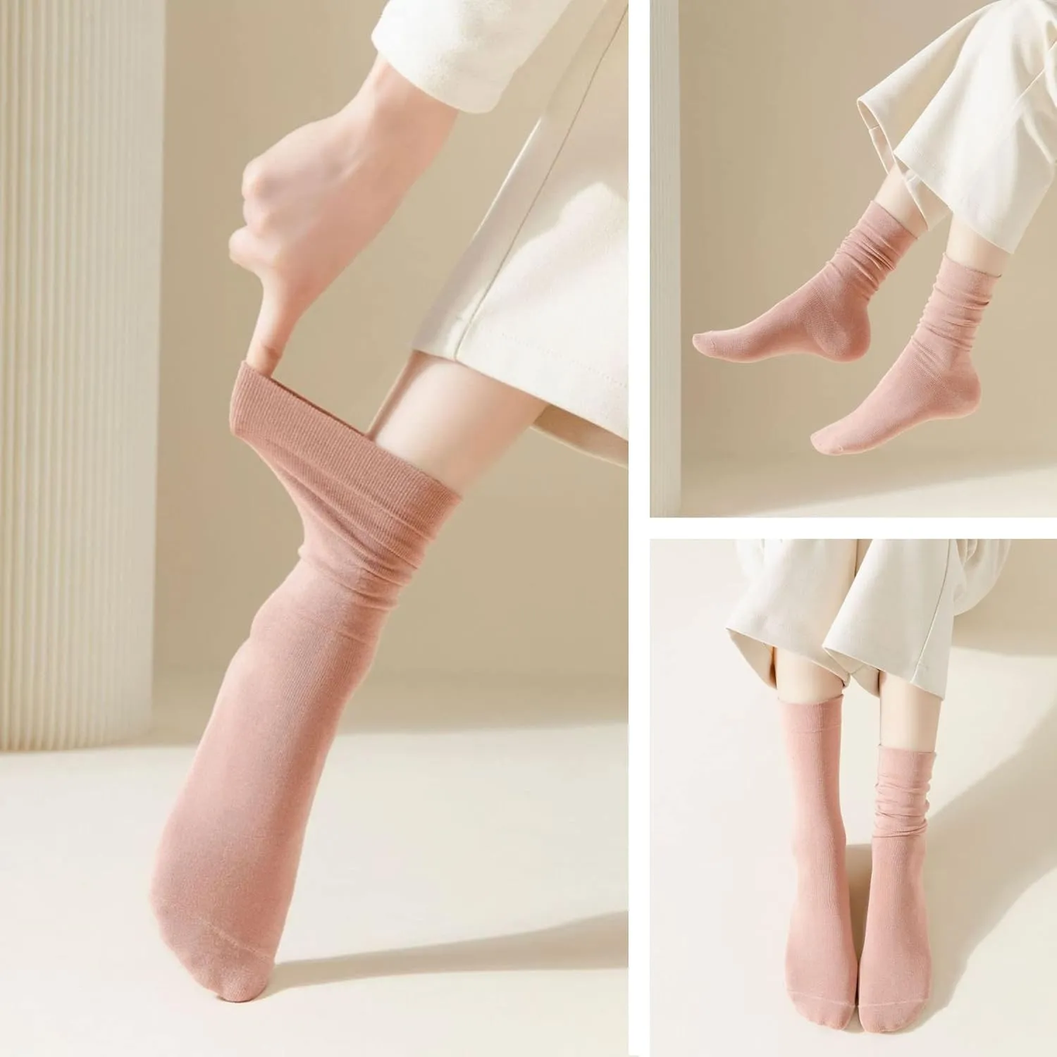 Thin Crew Socks for Women - Dress Socks - Soft Cotton Socks - Crew Socks for Business Trouser Casual 3-6 Pairs