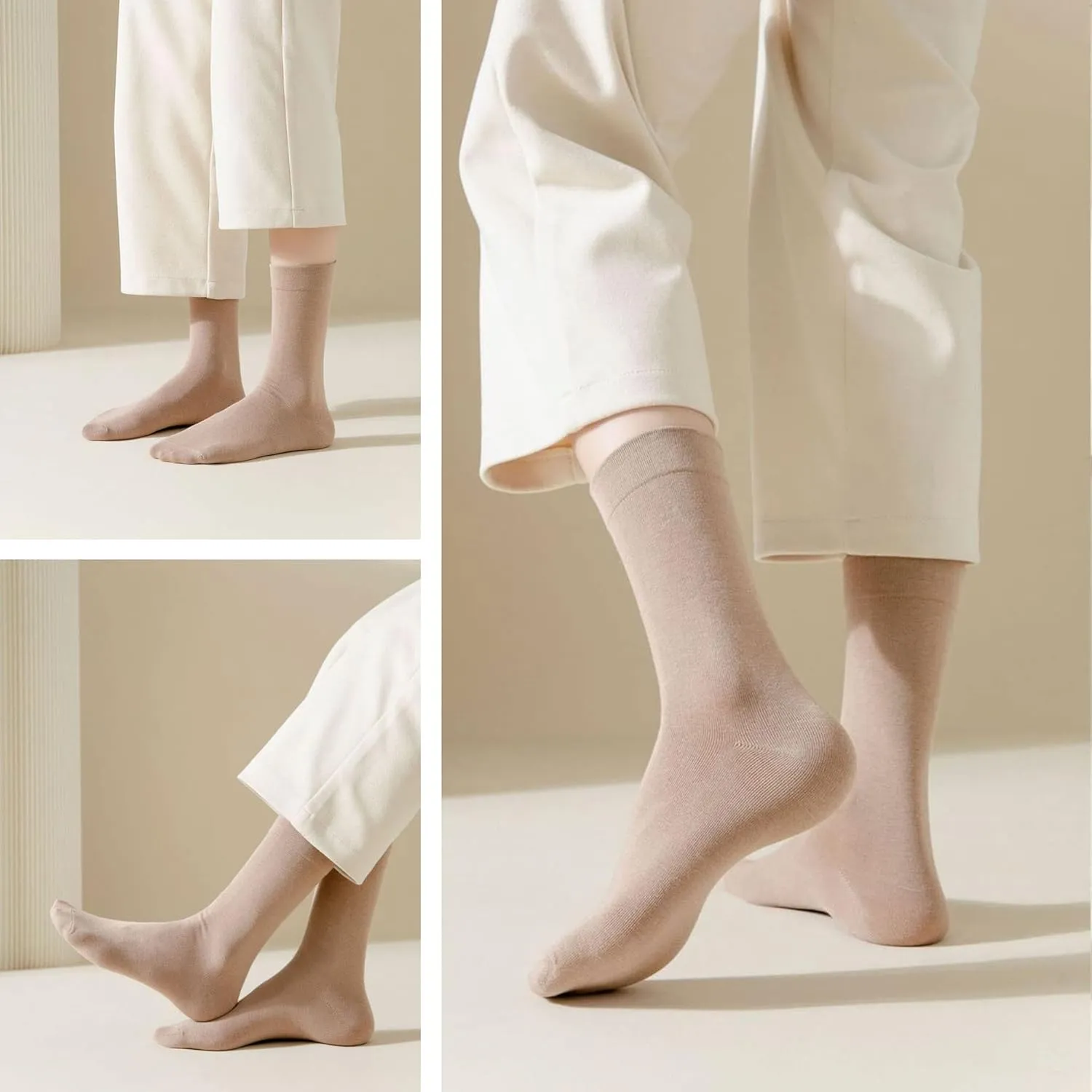 Thin Crew Socks for Women - Dress Socks - Soft Cotton Socks - Crew Socks for Business Trouser Casual 3-6 Pairs