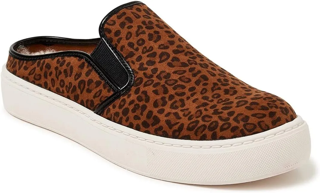 Time & Tru Women's Twin Gore Slip On Comfort Casual Mule Slide (M, Leopard, numeric_7)
