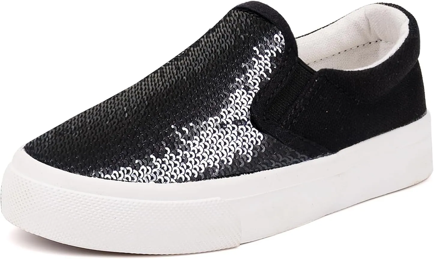 Toandon Toddler Kids Girls Sparkle Slip On Walking Shoes Age 2-10