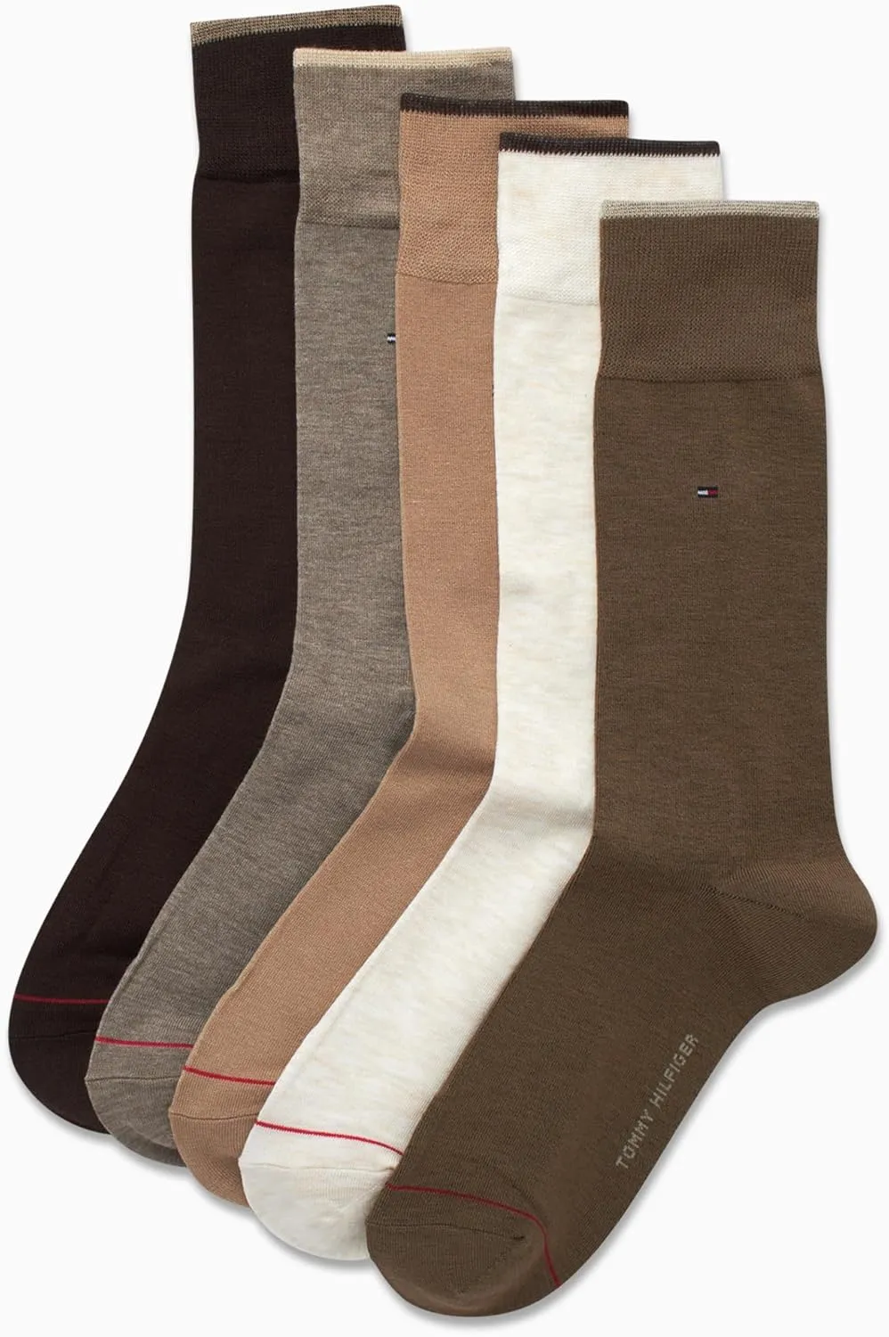 Tommy Hilfiger Men's Dress Socks - 5 Pack Lightweight Patterned Comfort Crew Socks for Men - Mens Long Work Socks (Size 7-12)