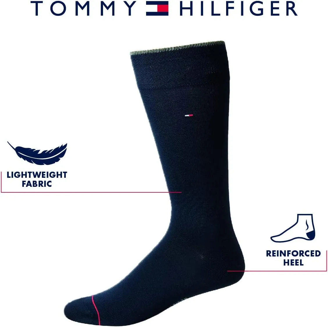 Tommy Hilfiger Men's Dress Socks - 5 Pack Lightweight Patterned Comfort Crew Socks for Men - Mens Long Work Socks (Size 7-12)