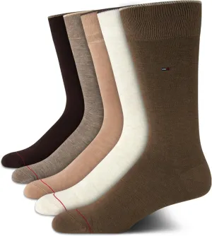 Tommy Hilfiger Men's Dress Socks - 5 Pack Lightweight Patterned Comfort Crew Socks for Men - Mens Long Work Socks (Size 7-12)
