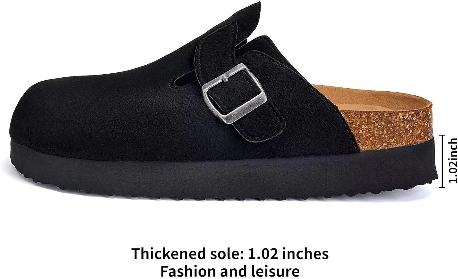 Torotto Womens Mens Clogs Cork Footbed Suede Slippers Arch Support Potato Shoes with Adjustable Buckle