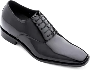 TOTO Men's Invisible Height Increasing Elevator Shoes - Black Patent Leather Lace-up Formal Oxfords - 3 Inches Taller - H6532B - Size 10 D(M) US