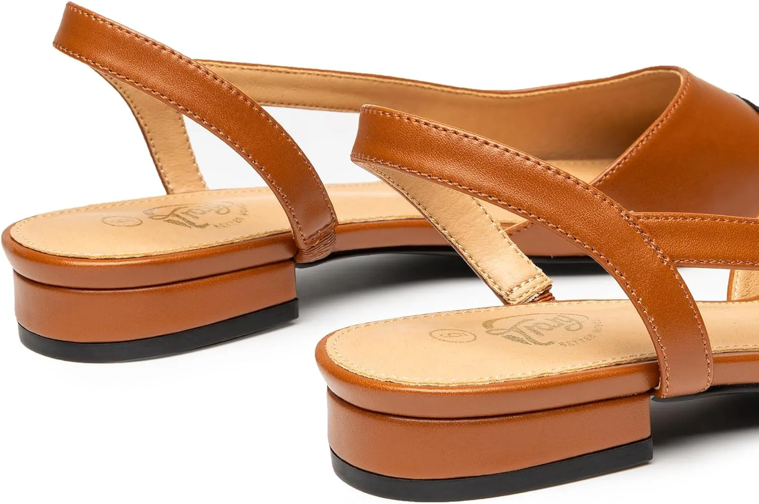 Trary Slingback Flats for Women, Black Dressy Comfortable Round Square Toe Shoes, Work Office Casual Ankle Strap Dress Flats