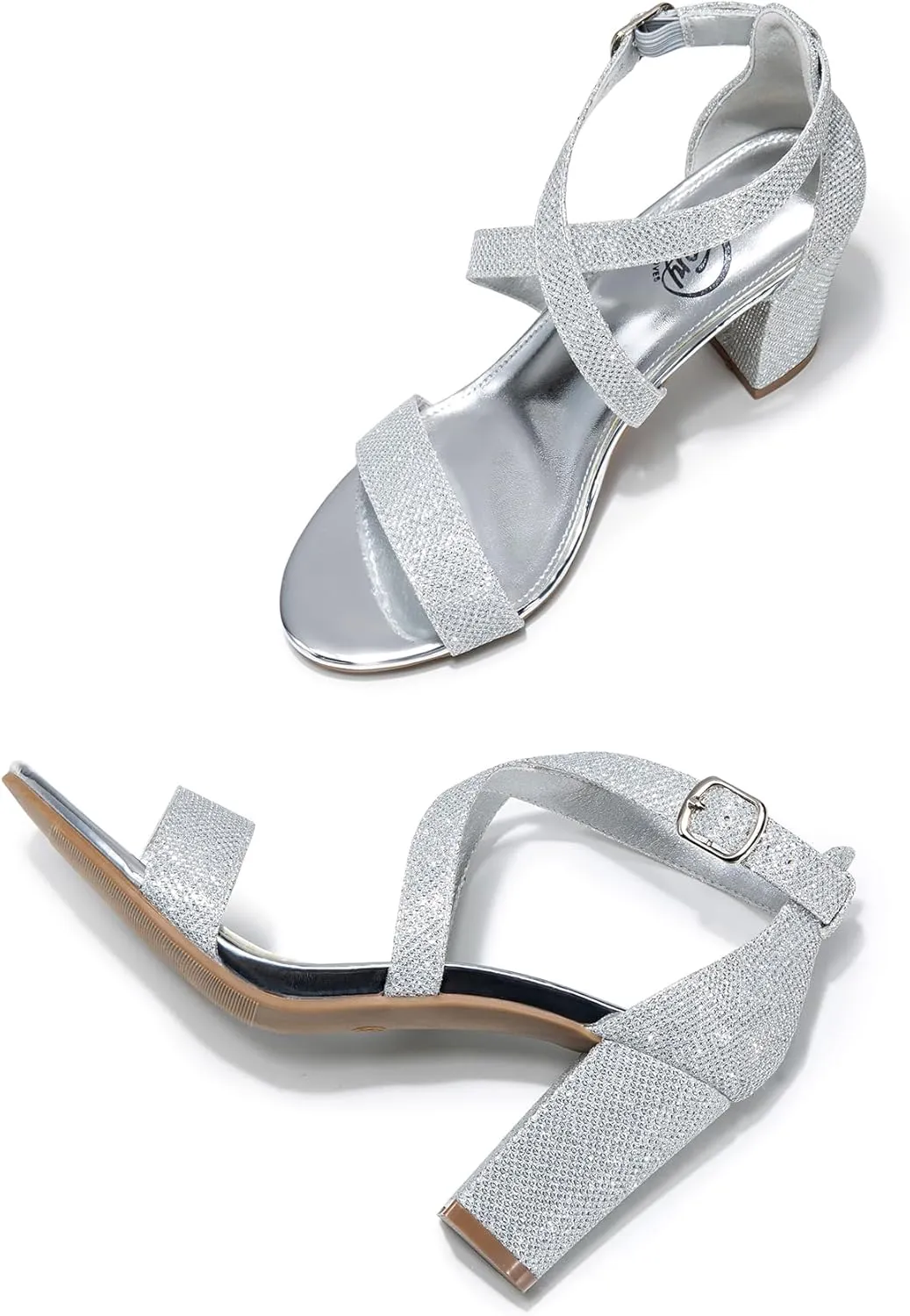 Trary Women's Sandal, White, Block Heel, Ankle Strap, Size 5-11.5, Formal Occasion Attendees