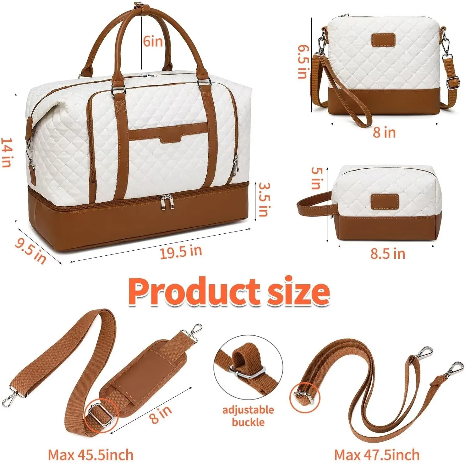 Travel Bag for Women: 21" Large Weekender Bags for Women with Shoe Compartment & Toiletry Bags, 3PCS Overnight Duffel Tote for Carry on Weekend Travel Business Trip Airplane Traveling, Gym