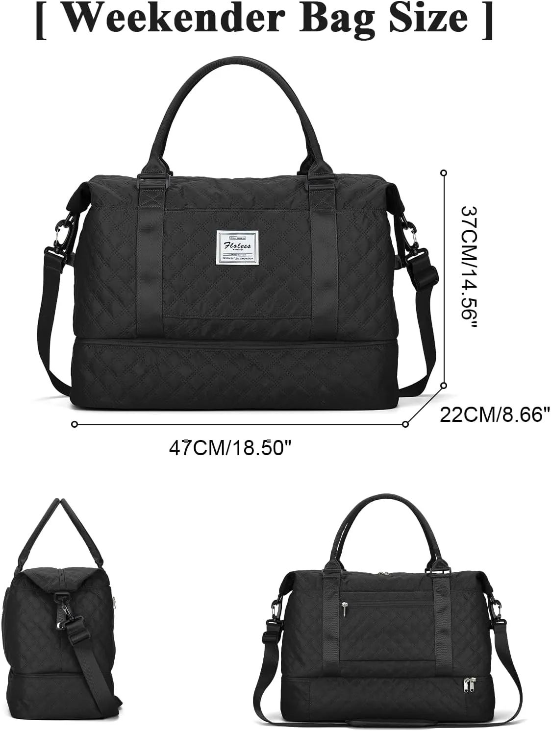 Travel Duffel Bag with Shoes Compartment, Overnight Weekender Bags for Women,Carry on Personal Item Bag