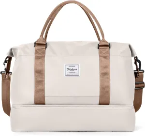 Travel Duffel Bag with Shoes Compartment, Overnight Weekender Bags for Women,Carry on Personal Item Bag，Extra Large