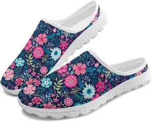 Tropical Flora Women's Arch Support Mule Garden Shoes Slip On Loafers Breathable Summer Barefoot Walking Flat