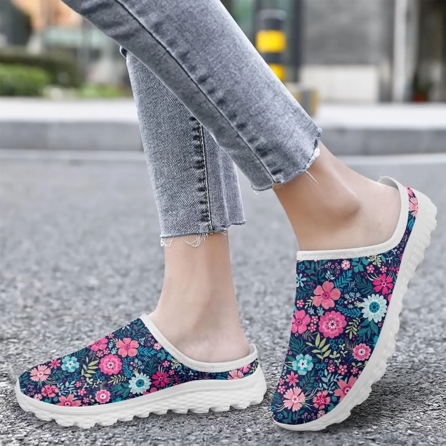 Tropical Flora Women's Arch Support Mule Garden Shoes Slip On Loafers Breathable Summer Barefoot Walking Flat