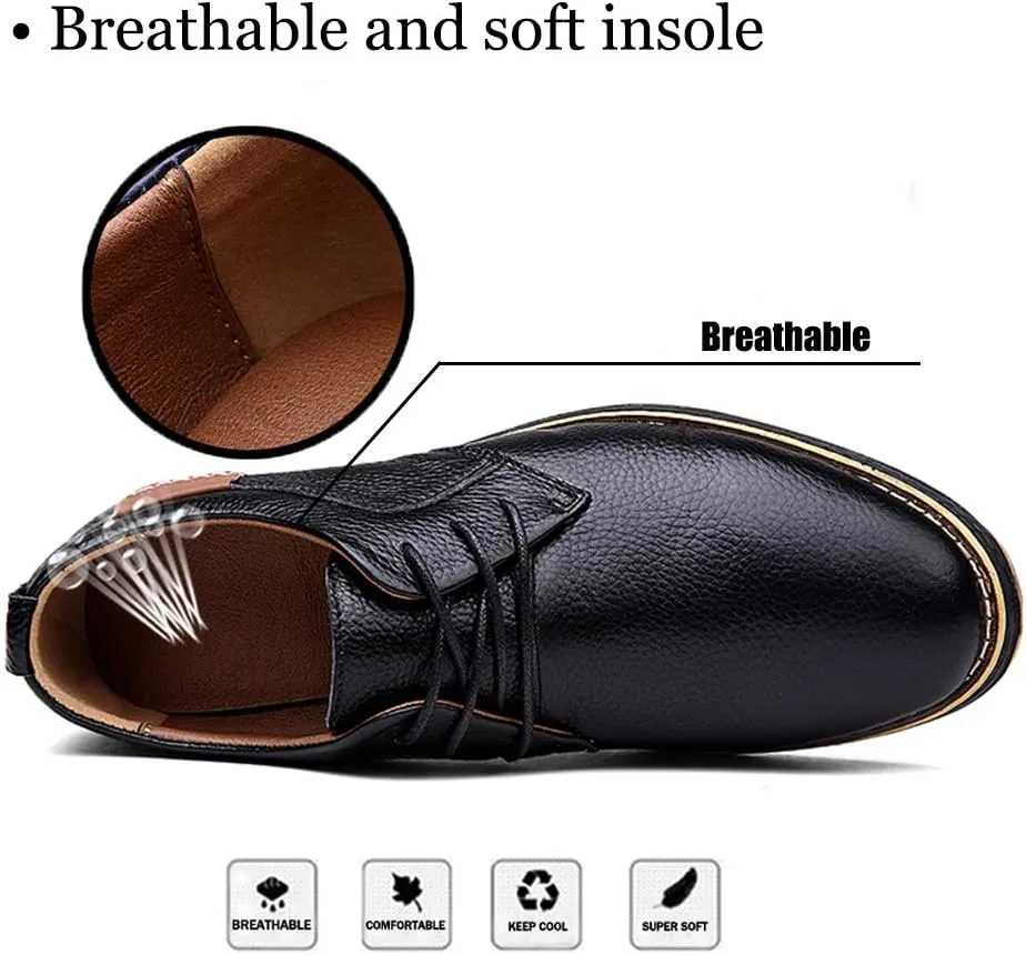 TSIODFO Men's Dress Shoes Black Brown Genuine Cow Leather Oxfords Business Casual Shoes