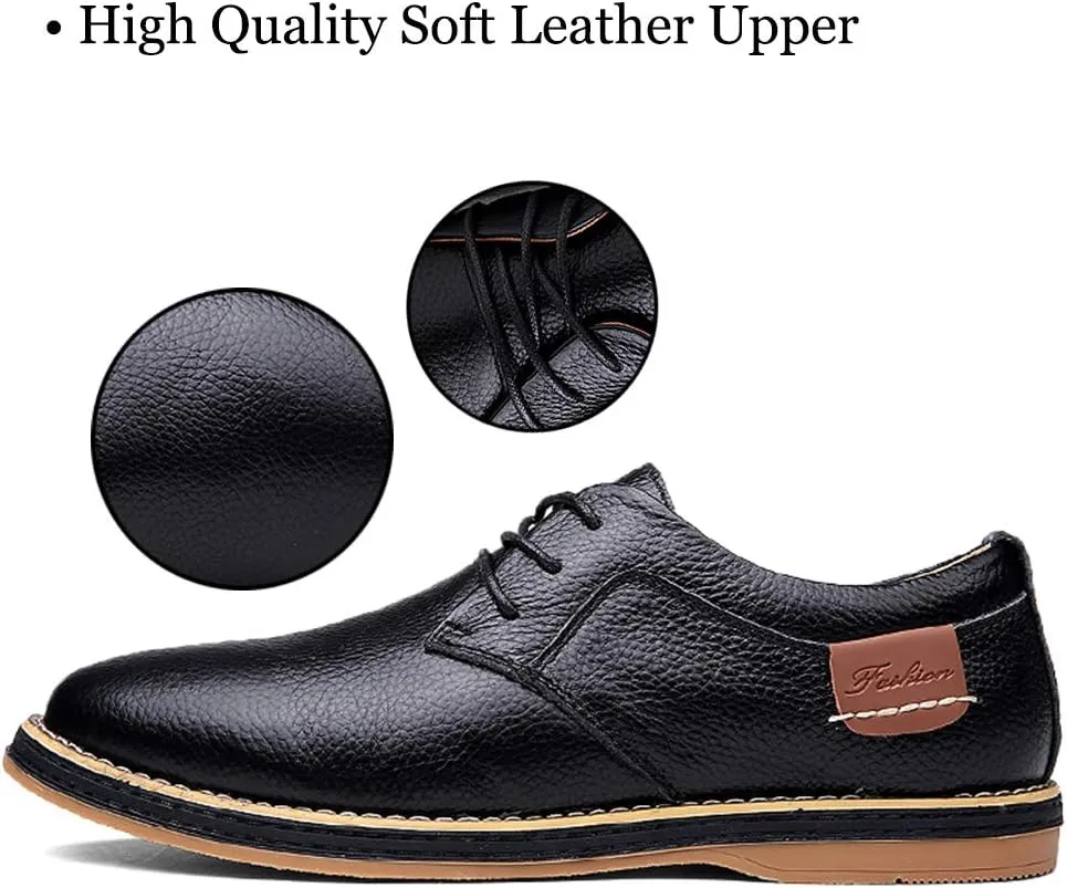 TSIODFO Men's Dress Shoes Black Brown Genuine Cow Leather Oxfords Business Casual Shoes