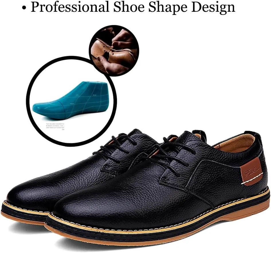 TSIODFO Men's Dress Shoes Black Brown Genuine Cow Leather Oxfords Business Casual Shoes