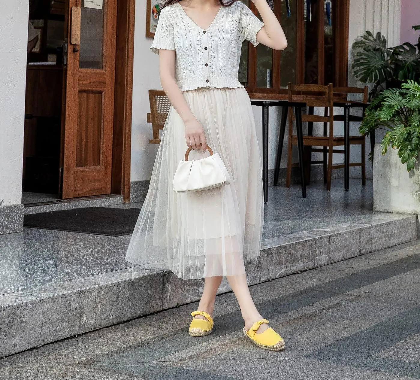 U-lite Women's Casual Bowknot Embellishment Slip-On Flats Loafers Flax Mule Shoes Espadrilles