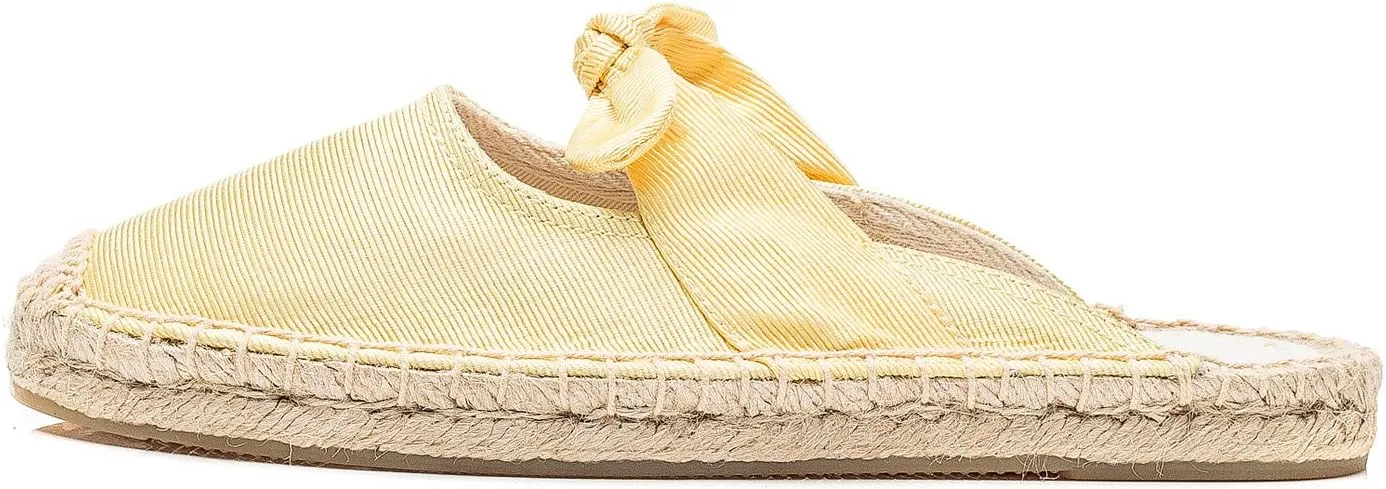 U-lite Women's Casual Bowknot Embellishment Slip-On Flats Loafers Flax Mule Shoes Espadrilles