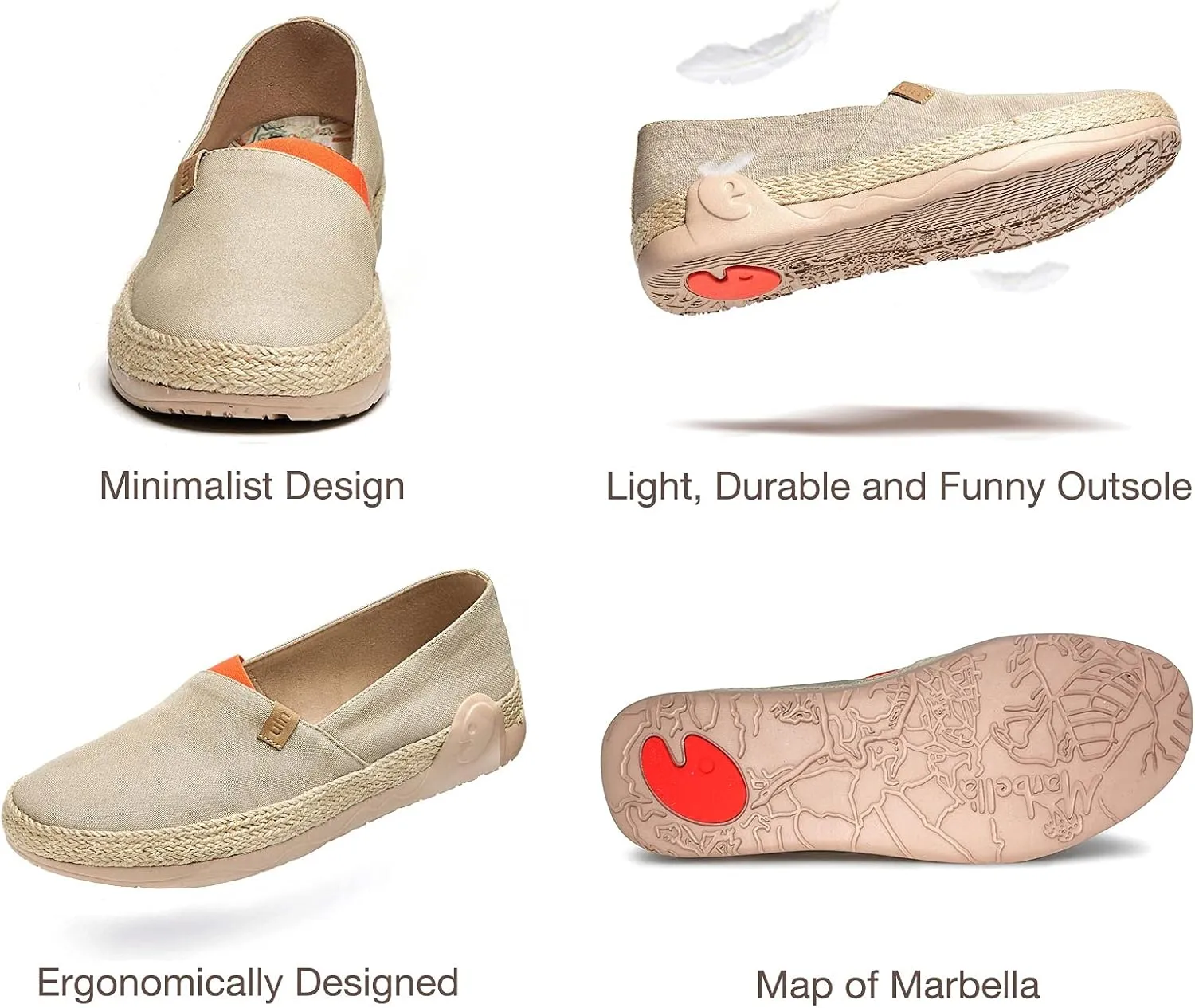 UIN Men's Espadrilles Slip OnsLightweight Walking Casual Loafers Comfortable Art Painted Travel Shoes Marbella Series