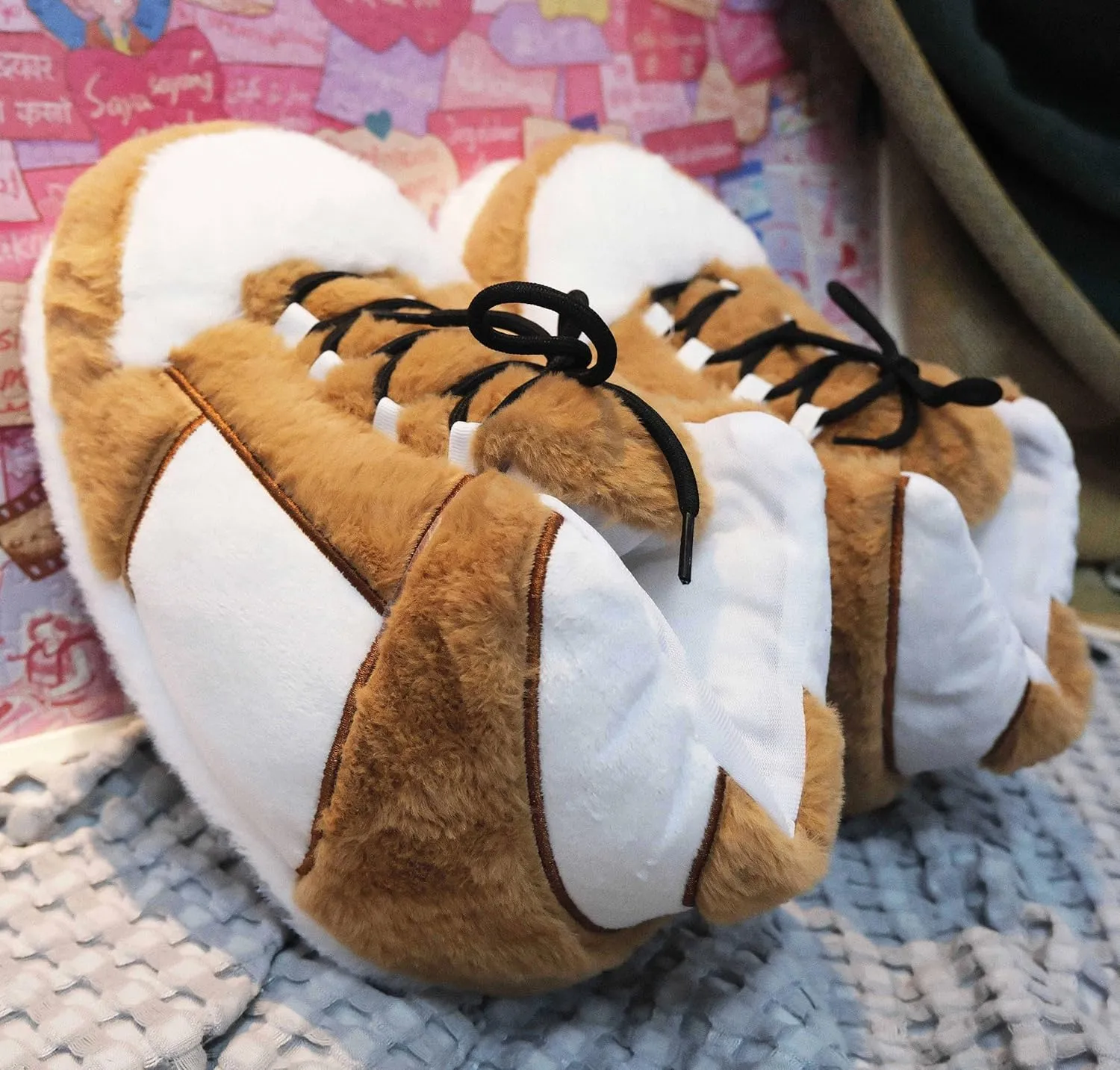 Unisex Warm Cosy Trendy Sneaker Slippers Comfy Kicks Non Slip Sole Indoor House Plush Slippers - One Size Fits Most
