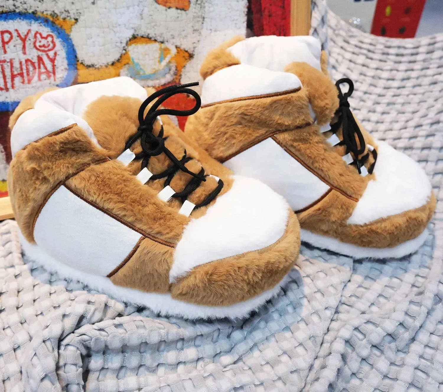 Unisex Warm Cosy Trendy Sneaker Slippers Comfy Kicks Non Slip Sole Indoor House Plush Slippers - One Size Fits Most