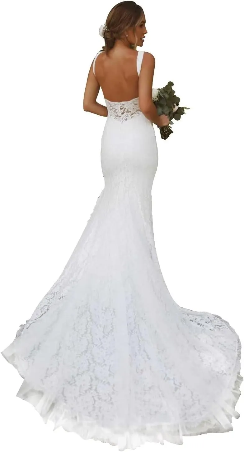 UZN Mermaid Tulle Wedding Dresses with Lace for Bride Women's Long Applique Bridal Dress Bodycon 2025
