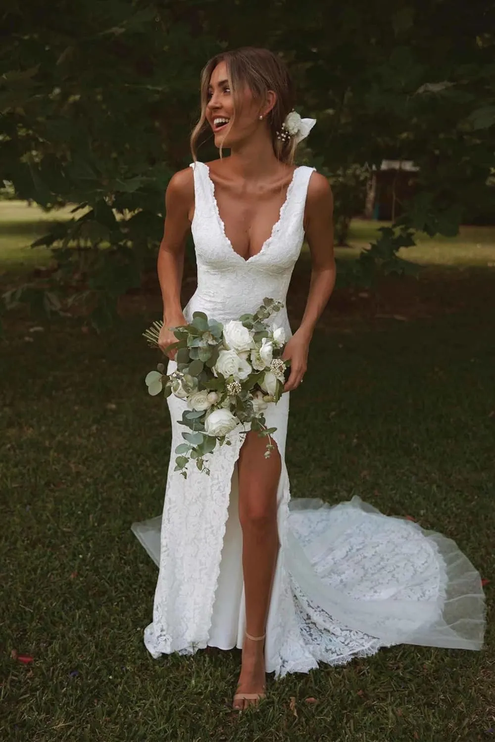 UZN Mermaid Tulle Wedding Dresses with Lace for Bride Women's Long Applique Bridal Dress Bodycon 2025