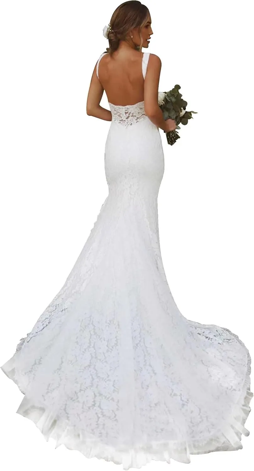 UZN Mermaid Tulle Wedding Dresses with Lace for Bride Women's Long Applique Bridal Dress Bodycon 2025