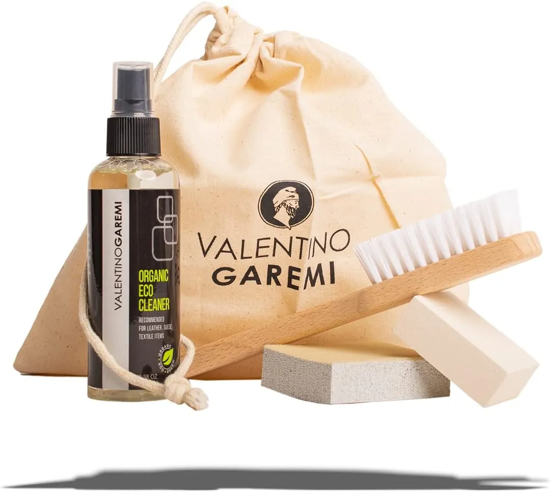 VALENTINO GAREMI Suede & Nubuck Care Set – Clean & Stain Remove Kit Collection for All Napped Leathers Including Shoes Boots Bags Clothes Garments Furniture Couch Accessories