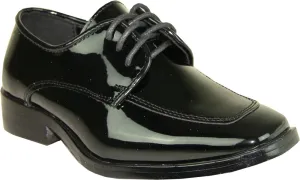 VANGELO Boy Tuxedo Shoe TUX-3K Fashion Square Toe for Wedding Formal Event Wrinkle Free Black Patent 9K