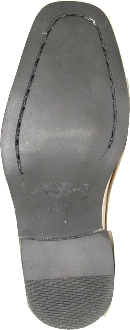 VANGELO Boy Tuxedo Shoe TUX-5K Square Toe for Wedding Formal Events with Wrinkle Free Material Ivory Patent