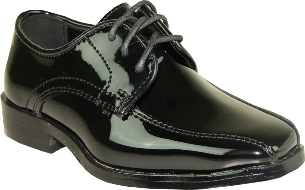 VANGELO Boy Tuxedo Shoe TUX-5K Square Toe for Wrinkle Free Material Black Patent 8K