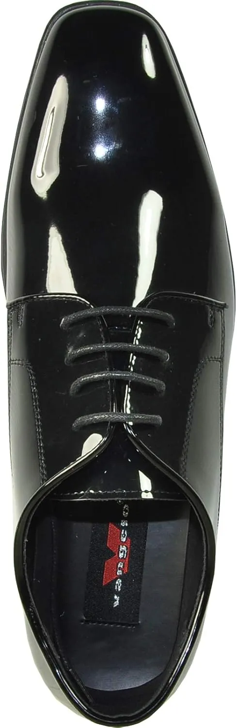 VANGELO Men Dress Shoe Oxford Formal Tuxedo for Prom Wedding - Wide Width Available Black Patent Cognac
