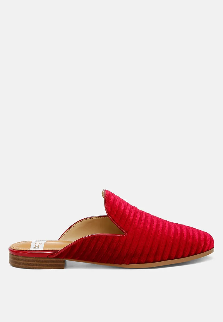 Velvet Textured Slip On Mules By RUW